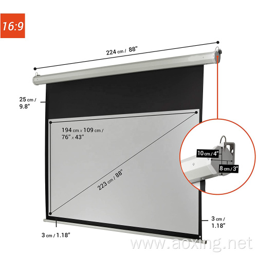 200x113cm ceiling hanging movie projector electric screens